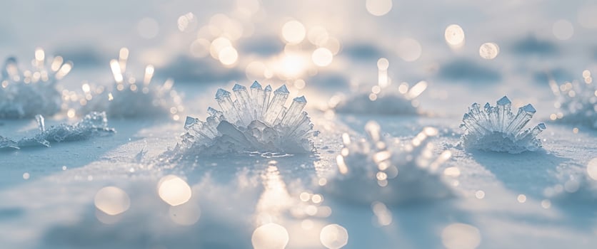 Frosty ice crystals on the ground photo