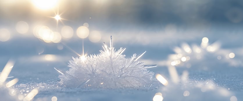 Sunlight refracting through ice crystals for winter nature background design photo