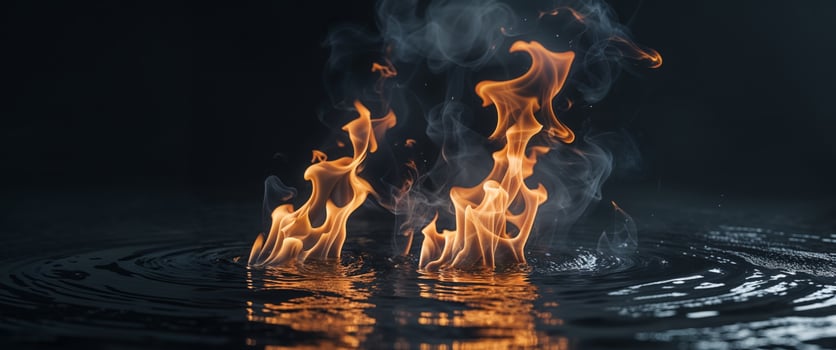 Fire and water on a black background photo