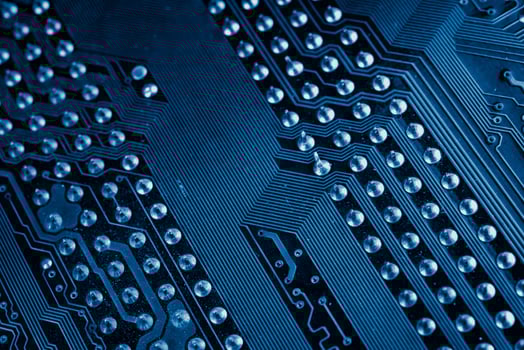 Blue Modern Circuit Board Background Banner. Texture photo