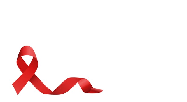 Red Awareness Ribbon. white background. Copy space. photo