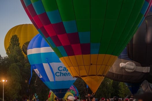 Dawn shot of inflated hot air balloons photo