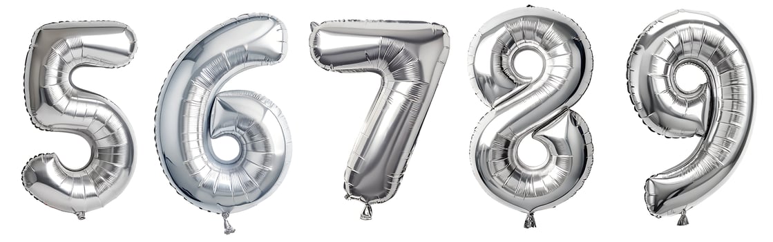 Balloons with silver numbers on a white background. photo