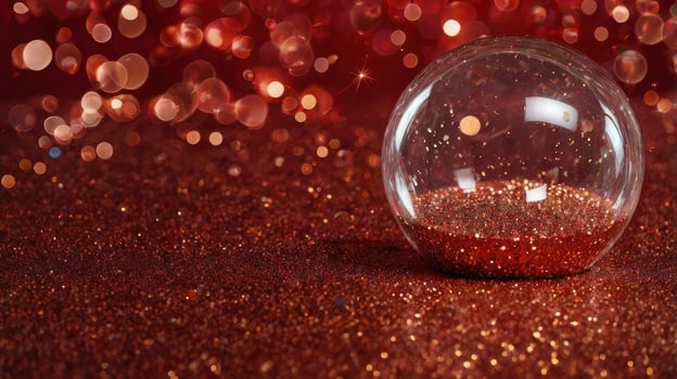 Glitter Filled Ornament with Warm Bokeh Lights Sparkling on Background photo