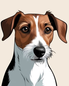Jack Russell Terrier Portrait Cute Dog with Brown White and Black Fur photo