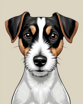 Jack Russell Terrier Dog Portrait Close Up Illustration Cute Pet photo