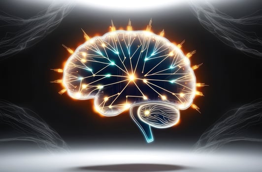 Glowing Brain Illustration Depicting Neural Connections and Artificial Intelligence Concept photo