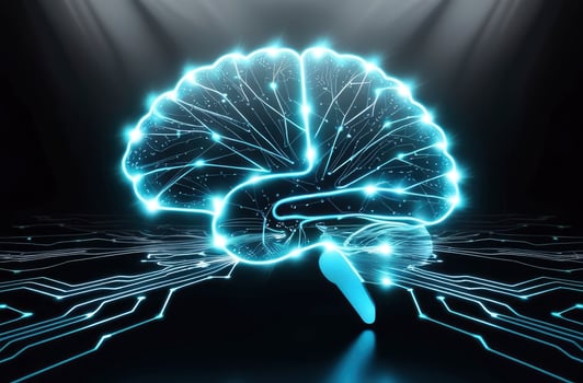 Glowing Brain Model with Circuitry Concept for Artificial Intelligence Applications photo