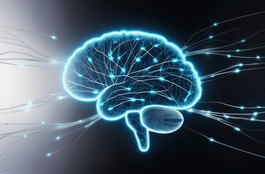 Human Brain with Neural Network Connections Glowing for Science and Technology photo