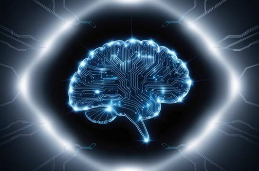 Futuristic Glowing Brain with Circuit Board Design for Technology Concepts photo