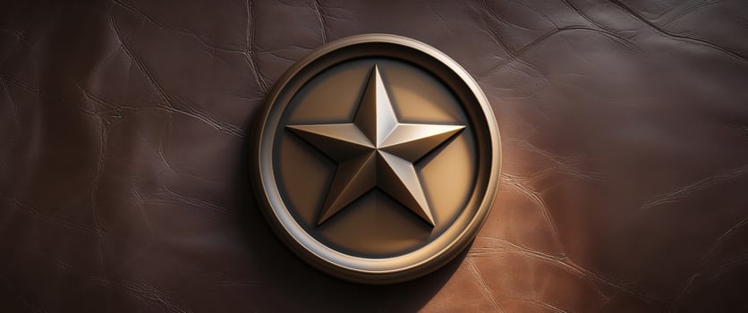 A bronze star on a leather background photo
