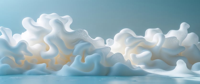 Abstract soft white foam texture with subtle light blue background for design photo