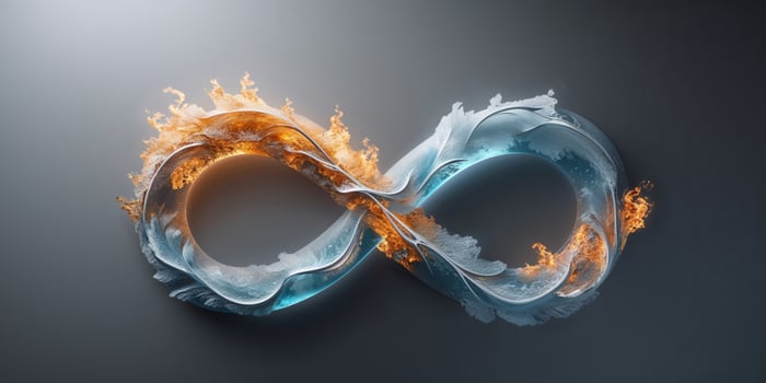 Intertwined Fire and Ice Infinity Symbol Design. photo