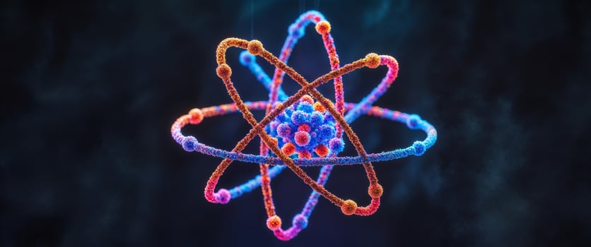 Colorful atomic model on dark background. photo
