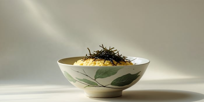 Savory Egg Custard Rice Bowl with Seaweed photo
