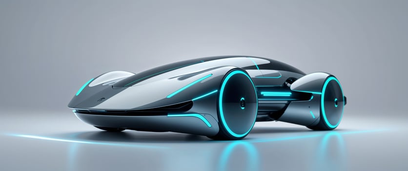Futuristic robot with glowing blue lights photo