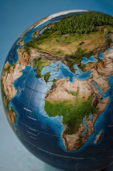 Exploring the World Globe Featuring Continents Africa and Eurasia Detail photo