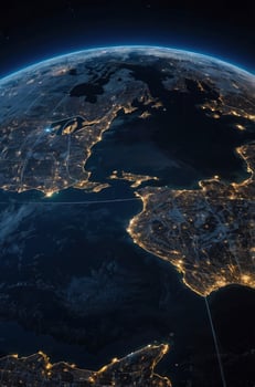 Earth From Space Showing City Lights and Connections at Night photo