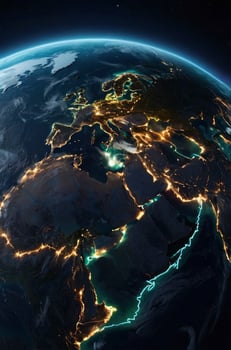 Earth at Night Showing City Lights Across Europe and Middle East photo