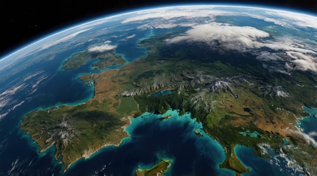 Earth View From Space Showing Europe and Surrounding Water Bodies photo
