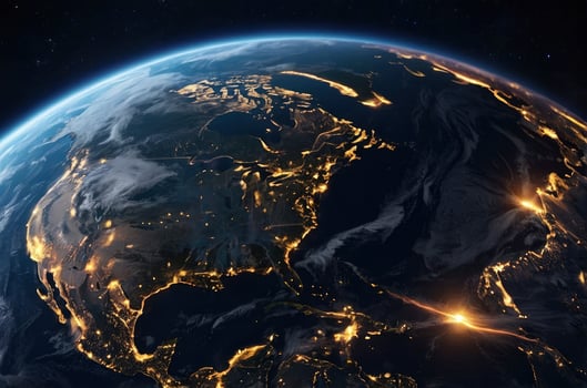 Earth at Night City Lights View From Space Satellite Perspective photo