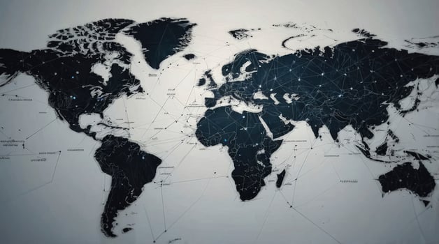 World Map Network Connectivity Graphic Global Connections and Locations Data photo