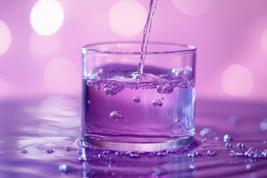 Purple liquid being poured into a glass photo