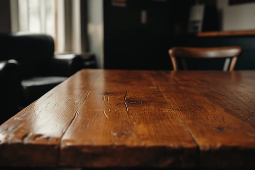 Wooden table surface in a room photo