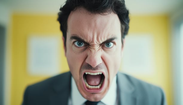Angry Businessman Pacing in Office Background for Emotions photo