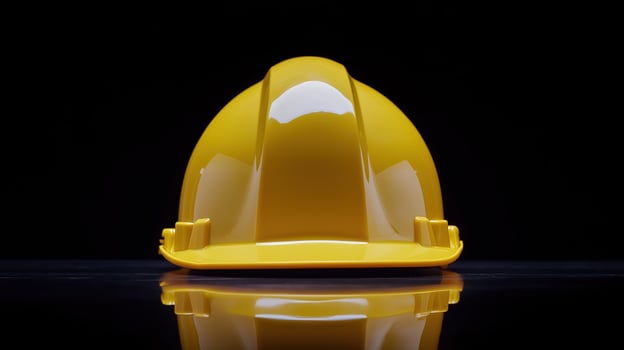 Labour Day. Yellow construction helmet on a black background photo
