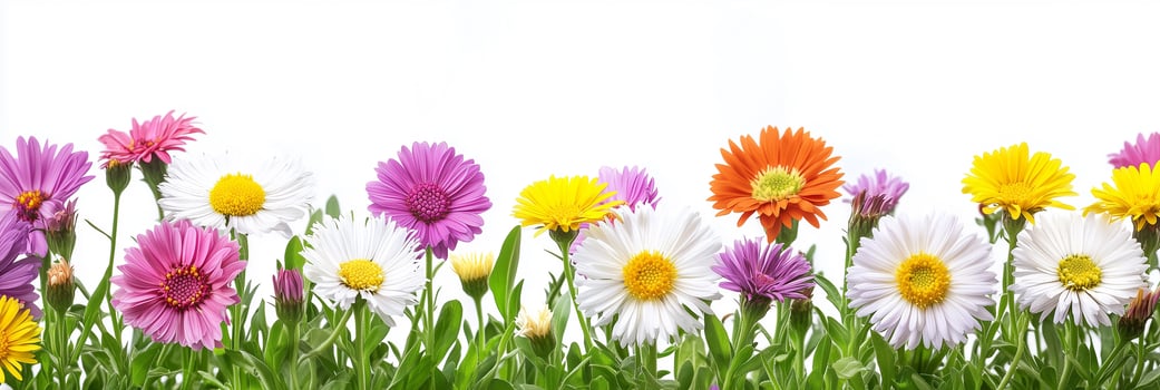 A group of colorful flowers on a white background photo