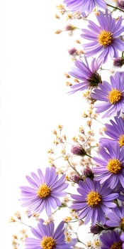 Purple flowers are arranged in a vase on a white background photo