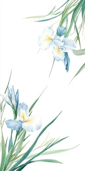 Watercolor iris flowers on white background photo