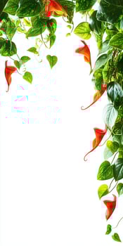 A frame with red flowers and leaves photo