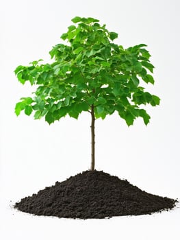Silver Maple with soil, photorealistic Silver Maple plant, isolated on white Silver Maple photo