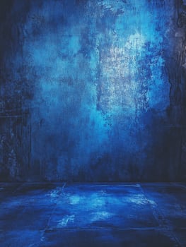 Blue Concrete Wall and Floor Texture for Dark Moody Backdrop photo