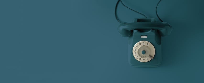 A blue vintage dial telephone. photo