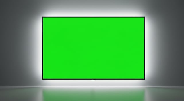 Green screen in a dark room with a spotlight photo