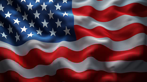 Waving Flag USA with Stars and Stripes Fabric Texture Background photo