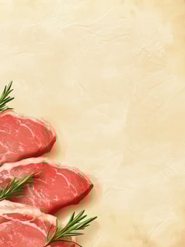 Fresh Raw Meat Cuts with Rosemary on Neutral Textured Background Art photo