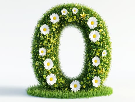 Decorative floral number created with grass and flowers for events photo