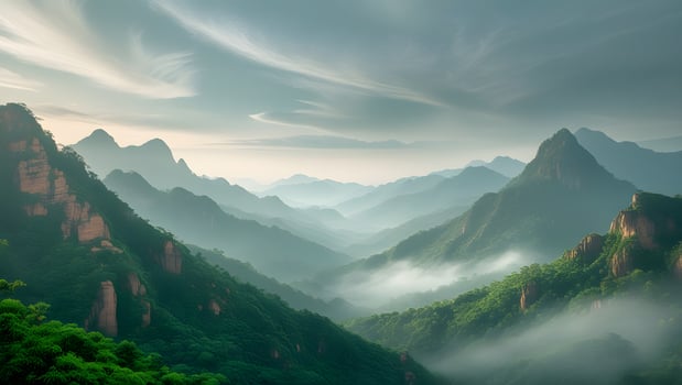 Beautiful landscape with green mountains. photo