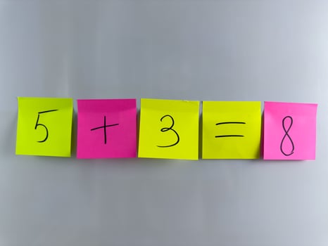 Colored cards with numbers for teaching young children mathematics photo