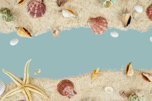 summer beach copy space with shell decoration photo