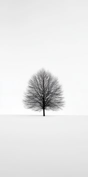 A black and white photo of a tree in the middle of a field