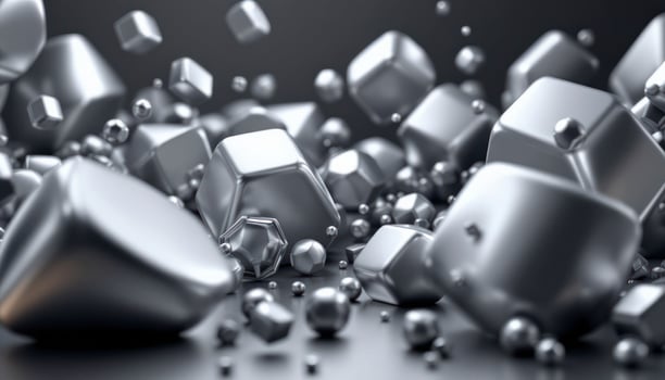 3d rendering of silver cubes on a black background photo