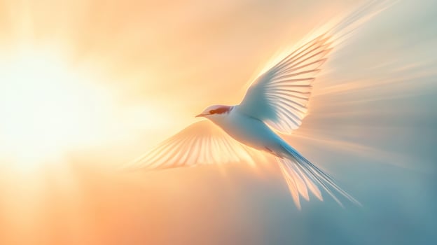 Enchanting abstract concept of a swallow transforming into light for creative artistic projects photo
