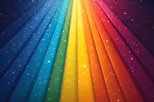 Vibrant Rainbow Spectrum with Sparkling Stars in a Cosmic Setting photo