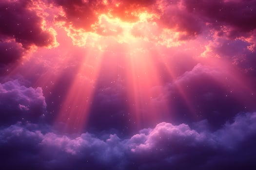 Dramatic Sunset Sky with Radiant Sunbeams and Majestic Clouds for Inspirational Design photo