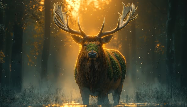 Majestic Stag In Golden Forest Light photo